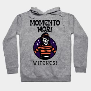 “Momento Mori, Witches!” Retro Halloween Skeleton Woman Hoodie